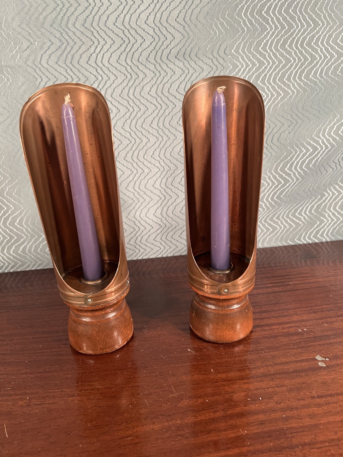 Metal and  Wood Colonial Style Walking Candle Holders, Wall 