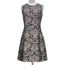 DOLCE & GABBANA Silver Metallic Jacquard Sleeveless Mini Dress 46 XL