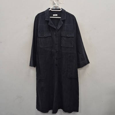 Toast Needlecord Navy Blue Cotton Shirt Dress Long Sleeve Midi Pockets Uk 16