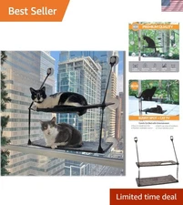 EZ Mount Double Stack Cat Window Perch for Large Cats, Sturdy Window Hammock ...