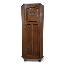 Carved Oak Fitted Wardrobe – Small Antique Double Door Wardrobe - Hall wardrobe