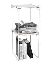 2 PCS Mesh Locker Shelf Stackable Extra Tall Organizer Collapsible Metal White