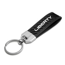 Jeep Liberty Real Carbon Fiber Leather Key Chain With Black Stitching Jeep Liberty Real Carbon Fiber Leather Key Chain With Black Stitching