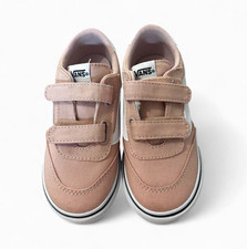 VANS Unisex Kids Pink/White Canvas Low Top Hook & Loop Sneakers Sz 9