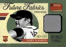 2013 Panini America's Pastime Cory Rasmus #FF-CR Future Fabrics Los Angeles 26C
