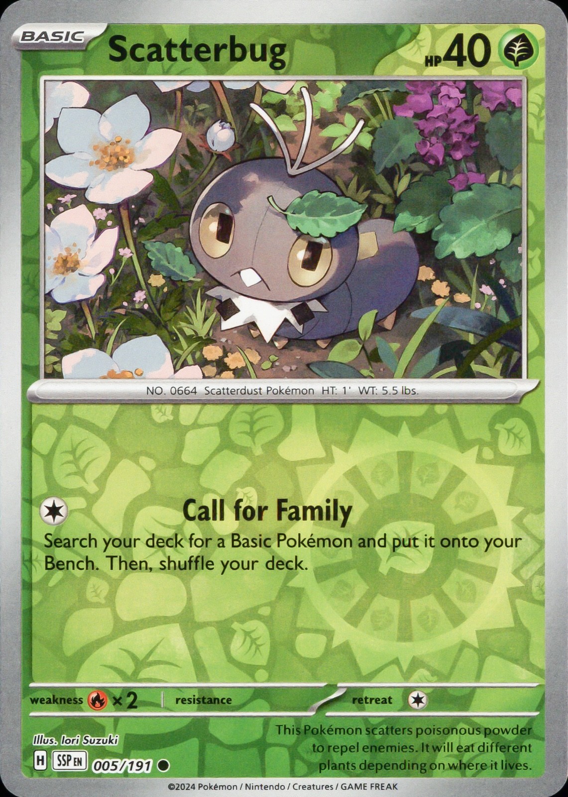 Scatterbug Reverse Holo Common SV08: Surging Sparks 005/191 NM