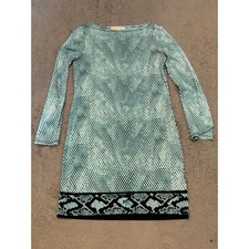 Michael Michael Kors Teal Snakeskin Print Long Sleeve Sheath Dress Small