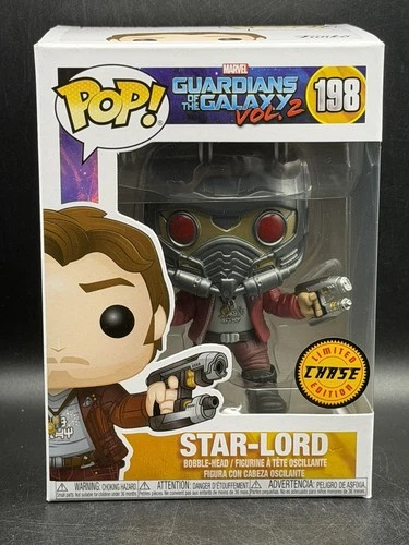 Funko Pop Marvel Star-Lord CHASE #198 Guardians of the Galaxy Vol 2 W/Protector