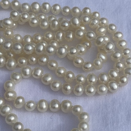14K FILIGREE CLASP CREAMY IRIDESCENT BAROQUE LUSTRE FRESH WATER PEARLS NECKLACE - Picture 4 of 12