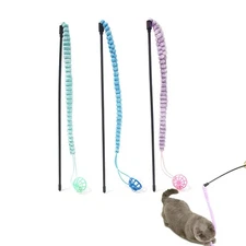 IUHKBH Cat Wand Toy, 3 Colors Soft Rope Teaser Wands with Ball Tail Multi 