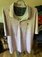 Mens William Murray Pink Zebra  Print short sleeves Polo Shirt Size L