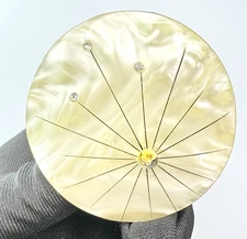 Vintage 1950s Starburst Compact Mirror w/ Lipstick Holder Faux MOP Rhinestones