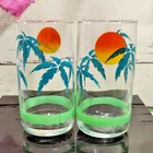 Set of Two Vintage Anchor Hocking Miami Beach Vibes 10-12 oz Drinking Glasses