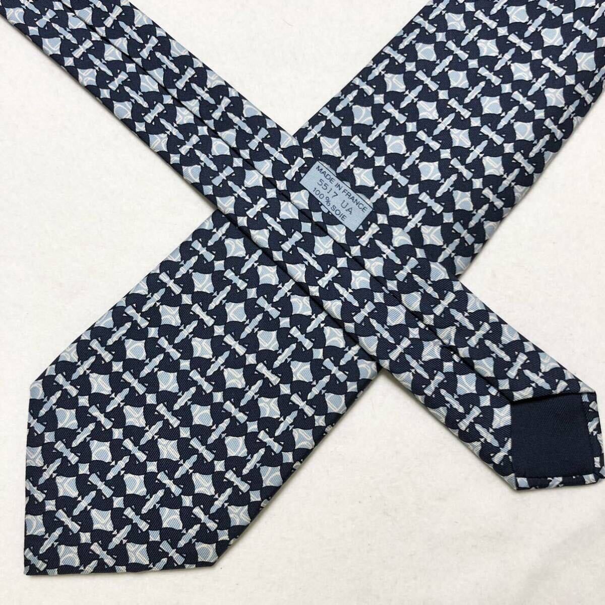 HERMES tie with checkered pattern square all over… - image 5