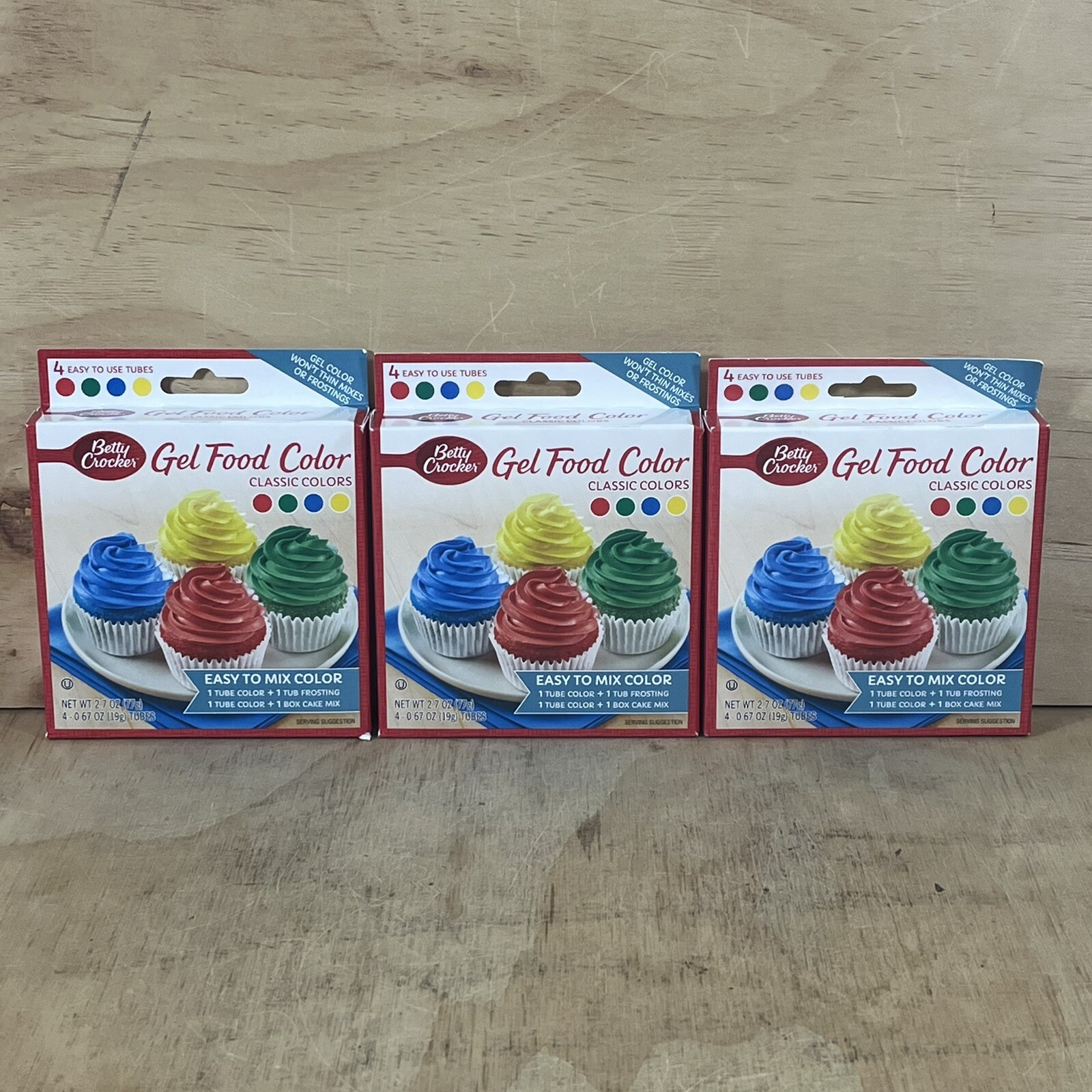 Betty Crocker Gel Food Color Classic Colors LOT x 3 Boxes x 4 Tubes