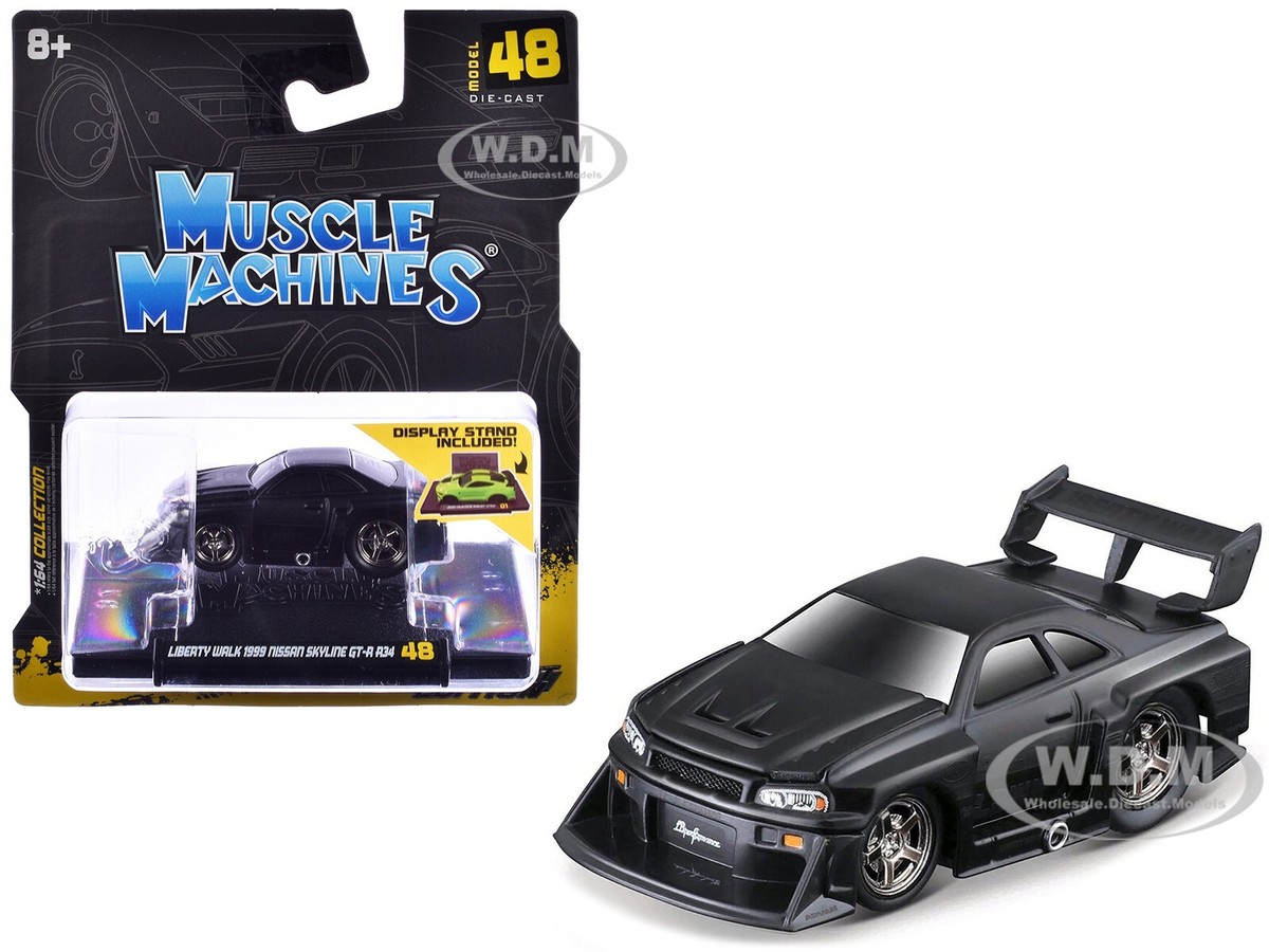 1999 NISSAN SKYLINE GT-R R34 #5 LBWK MATT BLACK 1/64 BY