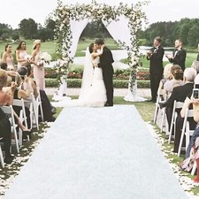 White Wedding Aisle Runner Outdoor Velvet Aisle Runner for Wedding Ceremony 4...