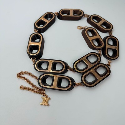 CELINE Macadam Chain Gold-tone Metal Wood Women Accessory Length 88cmJapan
