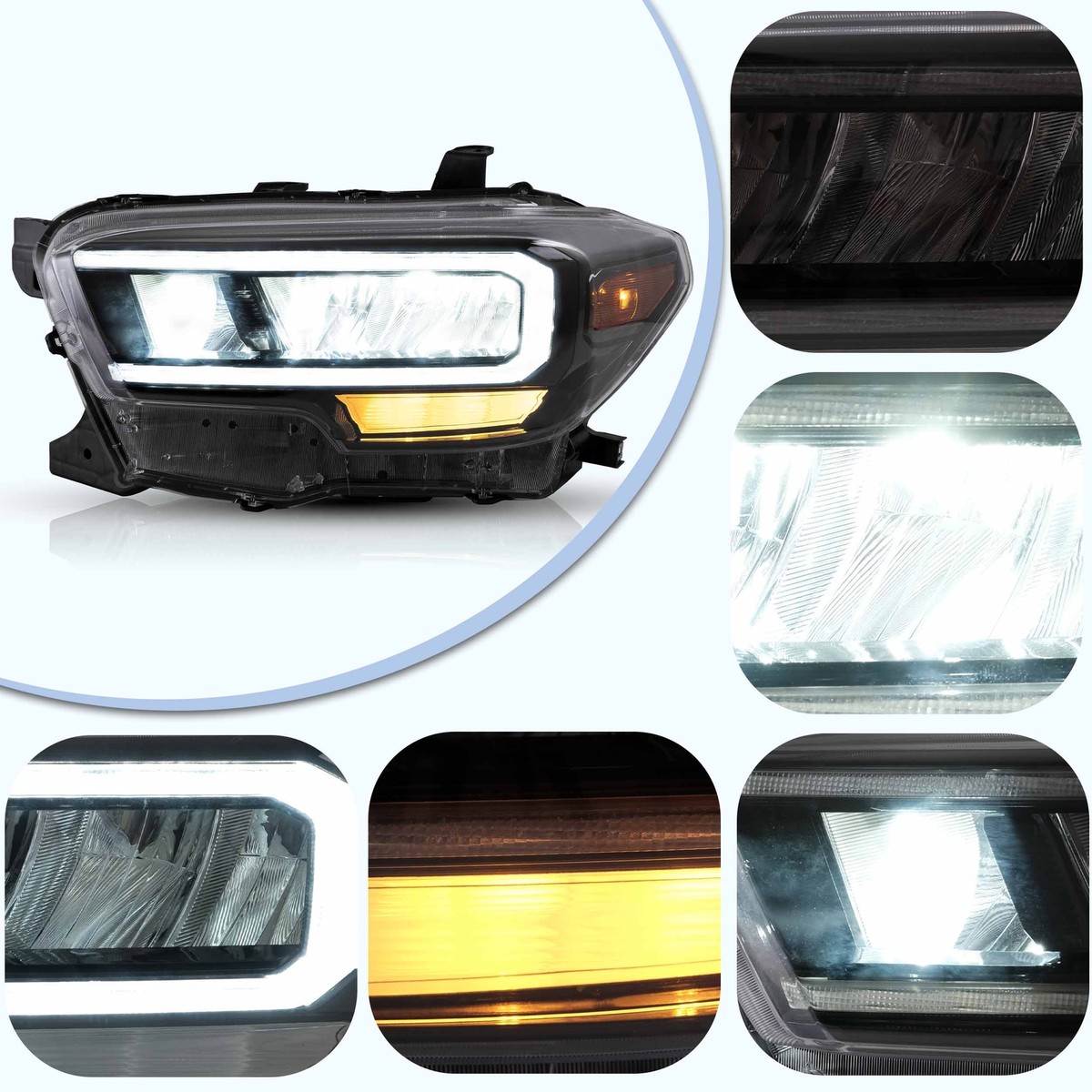 VLAND DRL Full LED Sequential Projector Headlights Fit Toyota