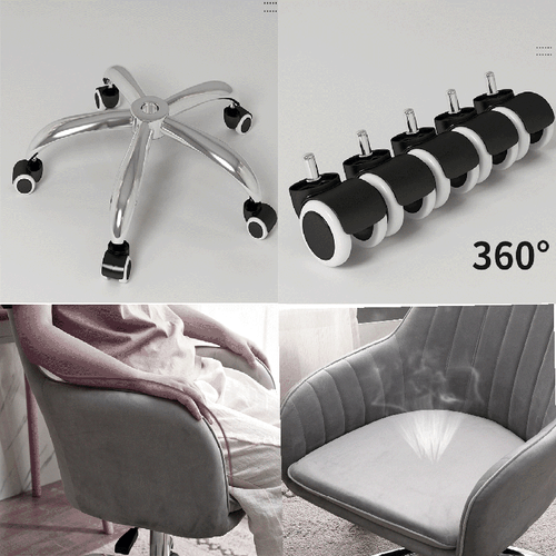 Velvet Office Chair Swivel Computer Desk Armchair Adjustable Padded Seat Home - Picture 10 of 10