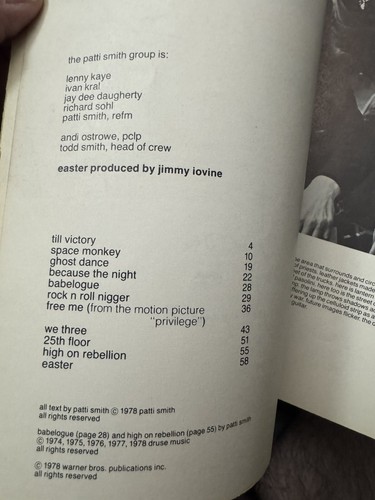 Patti Smith, Pasqua, libro di canzoni, 1978 - Foto 3 di 5