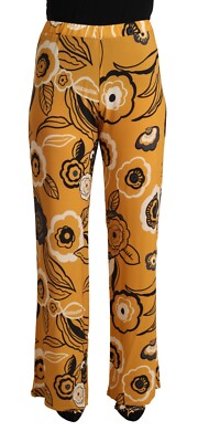 ALPHA STUDIO Pants Orange Floral High Waist Pajama Trouser IT46/US12/XL 200usd