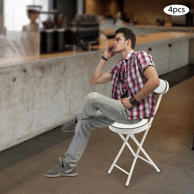 Portable 4pcs Upholstered Counter Stool Bar Stool Folding Kitchen Dining Chair