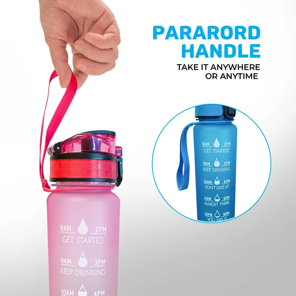 Sports Motivational Drinking Water Bottle With Time Marker 32 Oz BPA Free - Image 3 of 4