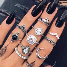 11 Piece Black Onyx Midi Ring Set