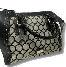 Nine West 9 Jacquard Crossbody Bag Black and Beige Purse Zip/Buckle/Magnetic Clo