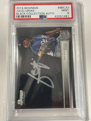 2014 Bowman Black Collection Julio Urias Auto Card #BBC-JU Dodgers /25 PSA 9