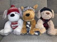 Hugfun Int'l Gentle  Treasures 14" St. Jude Floppy Soft Plush Holiday Dogs Lot 3