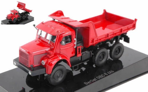 Modellini statici di auto, furgoni e camion rossi Berliet