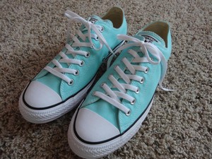mint green canvas shoes