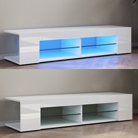 Tv Board Lowboard Mit Led Beleuchtung Schrank Weiß Hochglanz Fernsehtisch 135Cm