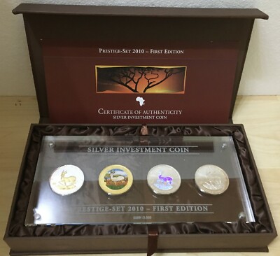 Silber Investment Prestige Set 2010 First Edition Springbok 4oz Republic Malawi
