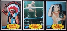 1985 O-PEE-CHEE WWF Lot of 3 Cards - Chief Jay Strongbow-George Animal-Hammer