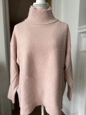 Free People Mock Turtleneck Double Collar Pink Oversized Sweater