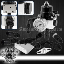 Universal An6 Fitting Fuel Line Pressure Adjustable Regulator 0-160 Psi Black