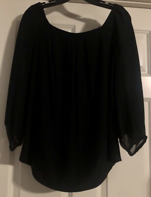 Diane von Furstenberg Classic Silk Size 6 Semi  Sheer Cuff Sleeve Gathered Neck