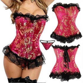 Women's Lace Up Corset Bustier Waist Cincher Sexy Lingerie Plus Size Body Shaper