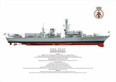HMS KENT - A3 Format Kunstdruck (Sea Ceptor Rakete) 