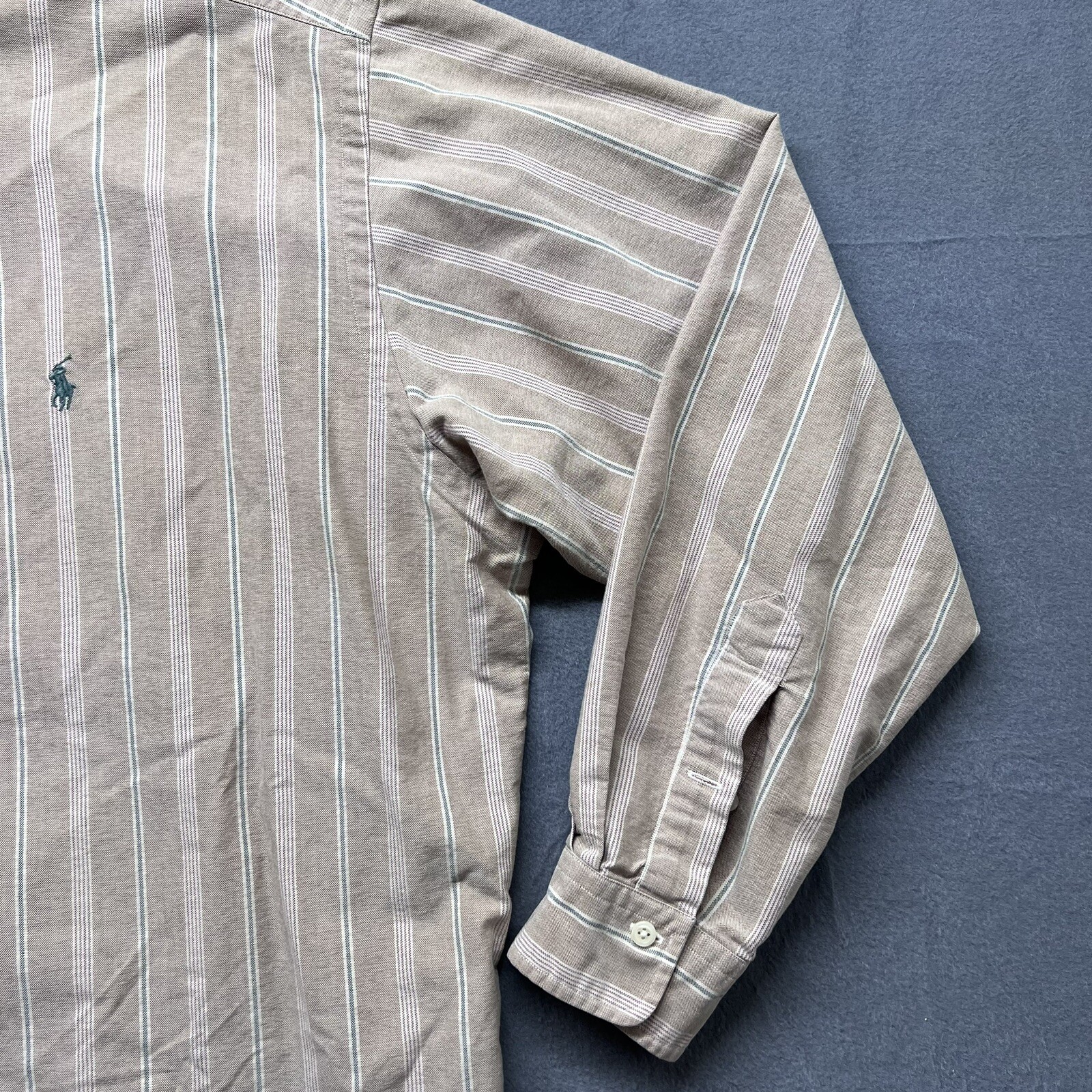 Ralph Lauren camicia uomo grande beige abbottonata righe preppy piccolo pony