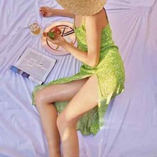 NEW:  Reformation Halsten  Midi Slip dress in Green Floral Size 4