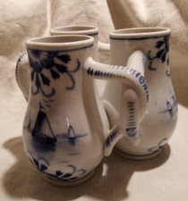 Delft, vase trilobé, centre de table, porcelaine