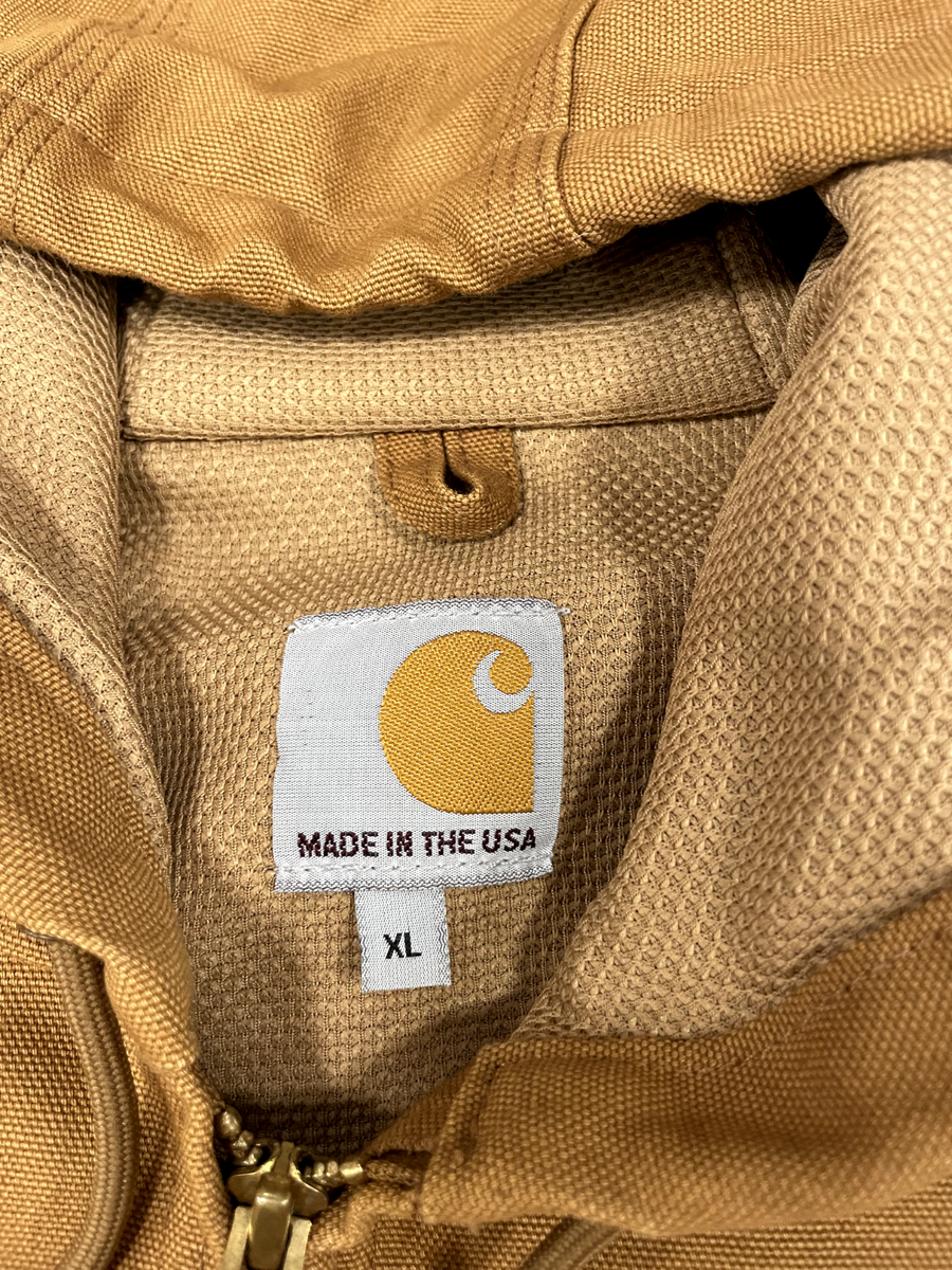 Vintage Tan Hooded Carhartt J197 Distressed Embroidered IKO Vintage Tan Hooded Carhartt J197 Distressed Embroidered IKO