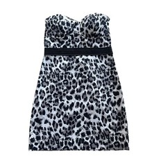 Guess Women’s S Black Gray Leopard Print Strapless Nyanza Mini Dress Q2FK0102000