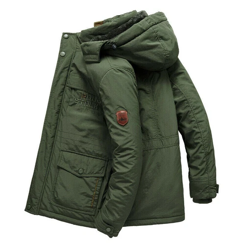 Men's Winter Fur Lined Jacket Parkas Waterproof Hooded Long Thick Warm Outerwear - Picture 5 of 20