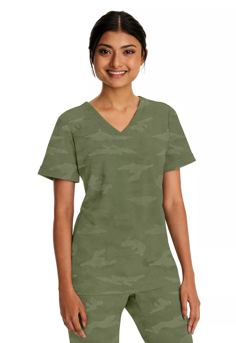 Healing Hands Scrubs Purple Label Joy Camo Scrub Top 2353 OLIVE Olive Free  Ship