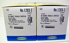 20 Leviton 1203-I 15 Amp 120/277V AC Only 3-Way AC Quiet Toggle Switch Ivory